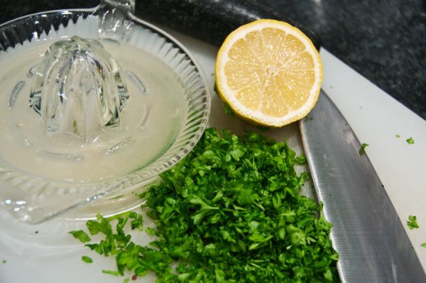 add fresh squeezed lemon juice and parsley